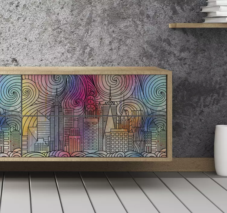 Painting city  furniture sticker - TenStickers