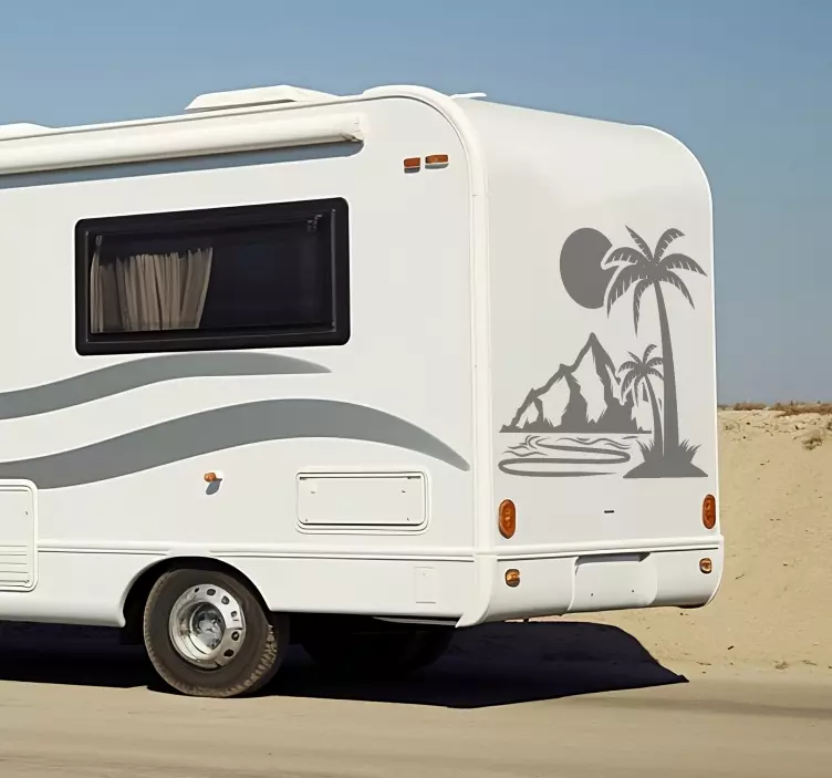palm tree and montains caravan decals - TenStickers
