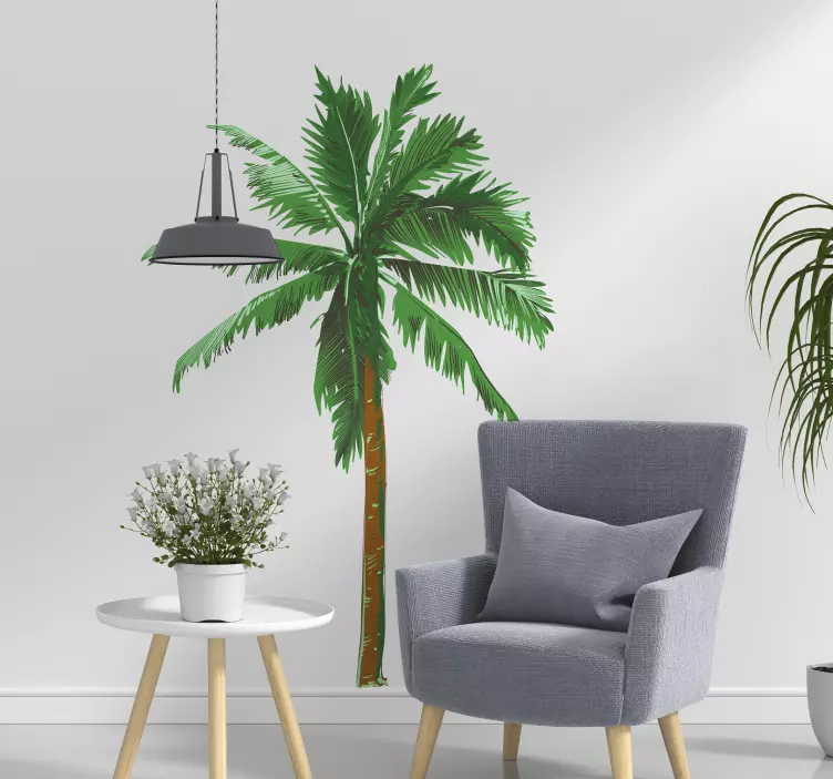 Palm tree drawing tree wall sticker - TenStickers