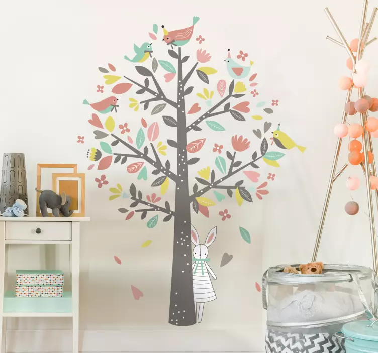 Pastel autumn tree illustration sticker - TenStickers