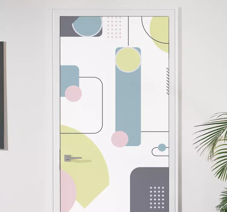 Pastel geometrical background door decal - TenStickers