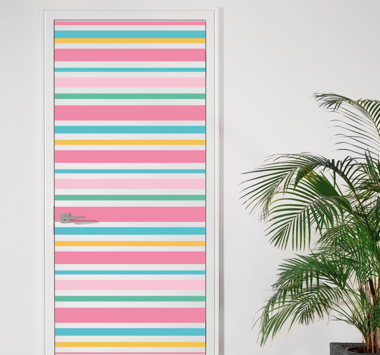 Pastel lines door sticker - TenStickers