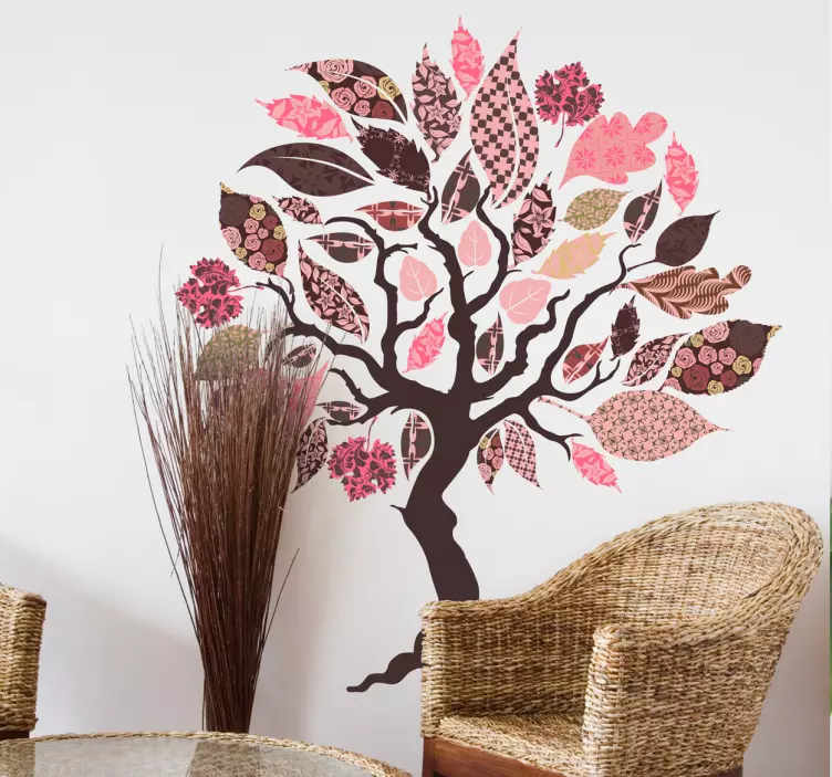 Patchwork tree living room wall sticker - TenStickers