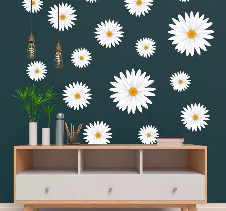 Pattern with daisies flower wall decal - TenStickers
