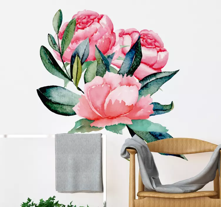 Peonies Floral Wall Sticker - TenStickers