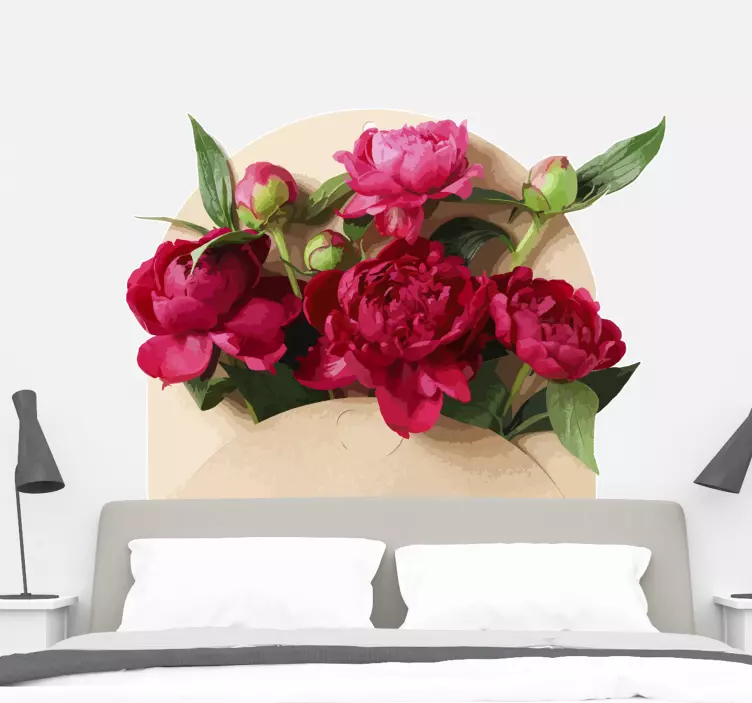 peony in envelope flower wall sticker - TenStickers