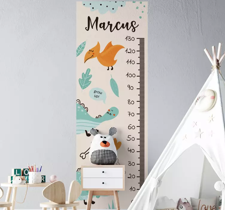 Personalised Dinosaur height chart wall sticker - TenStickers