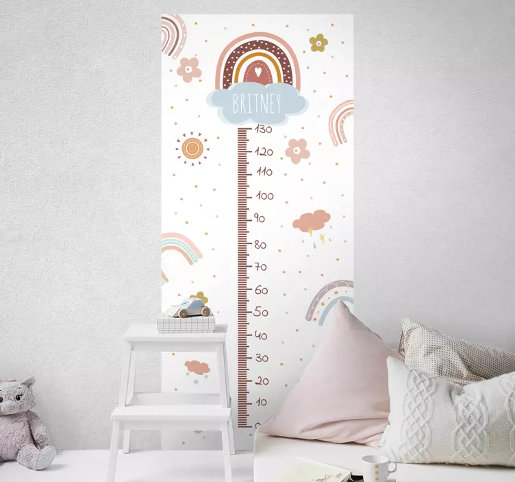 Personalised Flower  height chart wall sticker - TenStickers