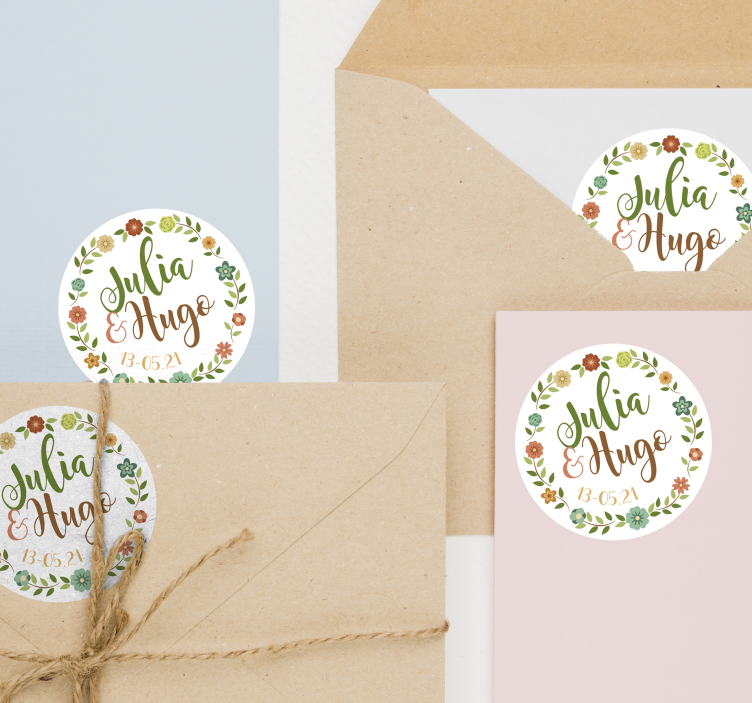 Personalised flowers wedding sticker - TenStickers