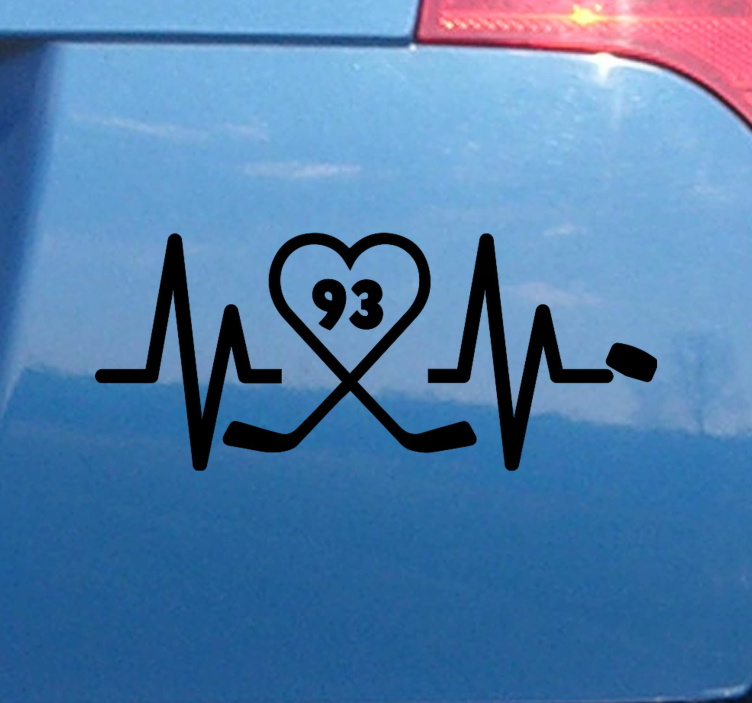 Personalised hockey heart beat car sticker - TenStickers