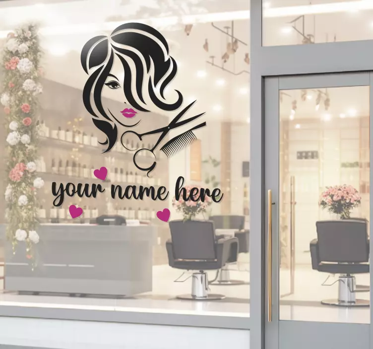 personalized beauty hair salon shop window sticker - TenStickers