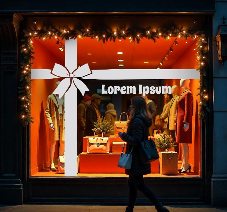 personalized gift ribbon shop window sticker - TenStickers