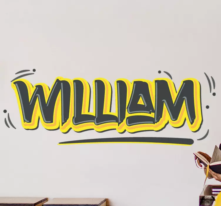 Personalized name graffiti yellow urban decal - TenStickers
