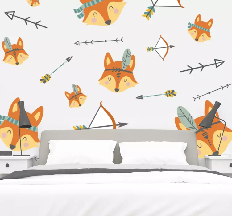 Pet wall art happy fox faces - TenStickers