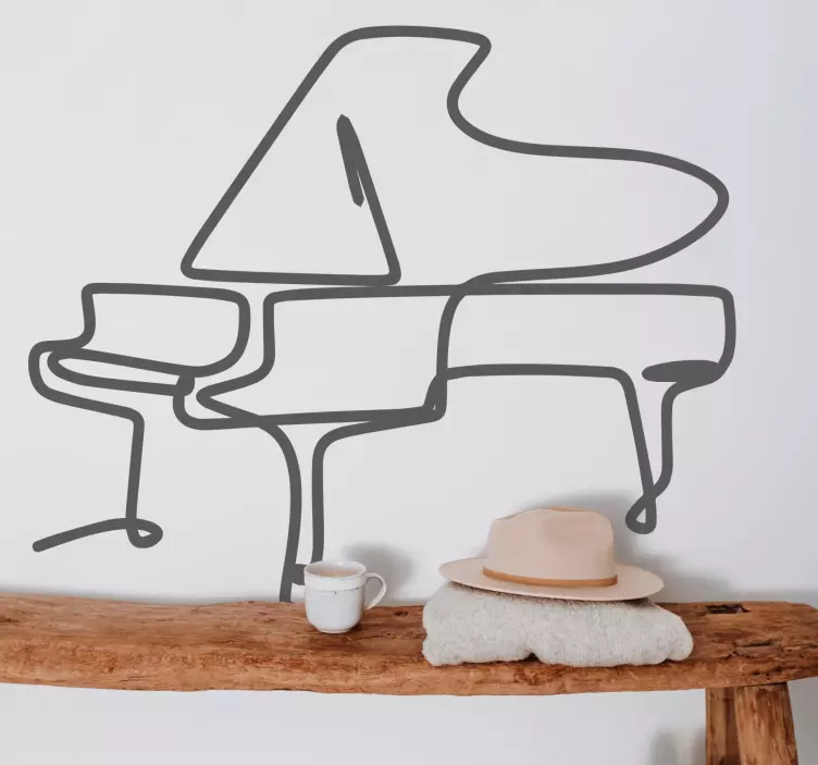 Piano line art cute classical music decal - TenStickers