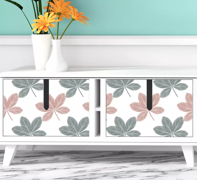 Pink and blue leaves acrylic  furniture decal - TenStickers