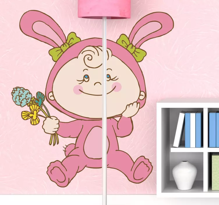 Pink Bunny Costume Kids Sticker - TenStickers