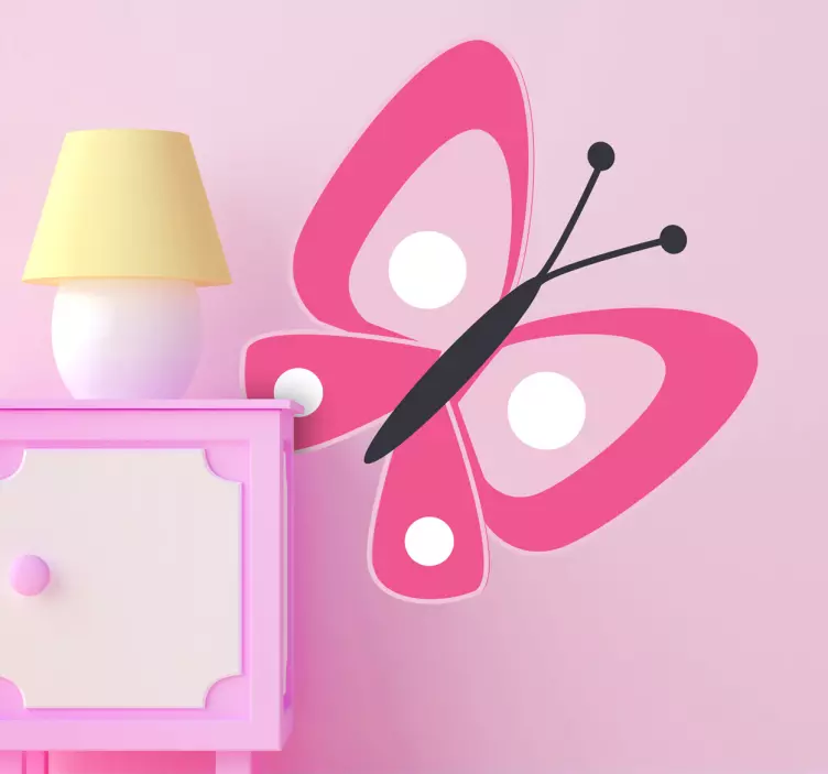 Pink Butterfly Kids Sticker - TenStickers