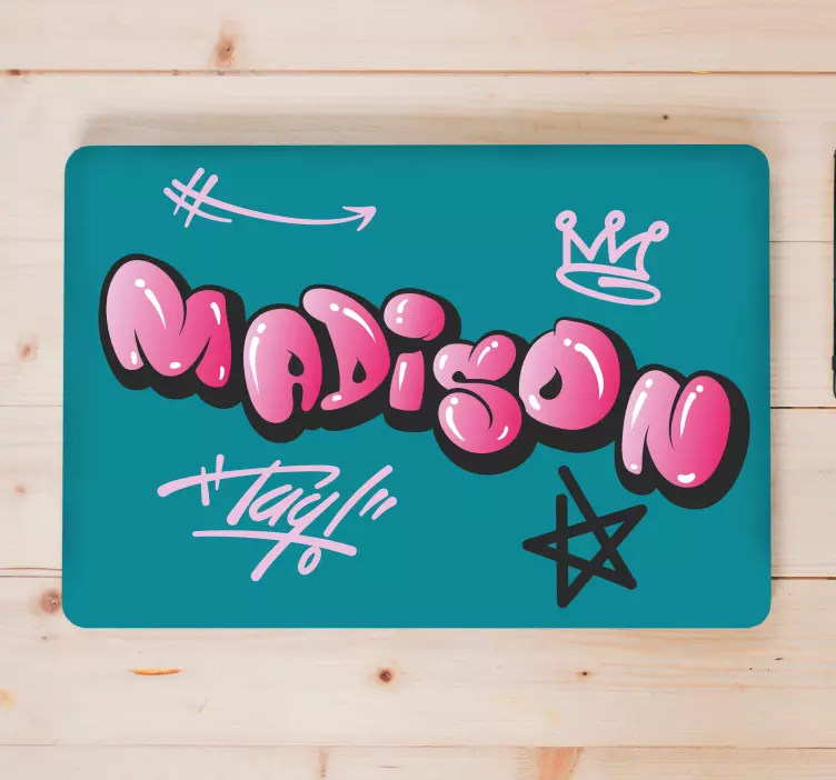 Pink cool lettering graffiti laptop skins - TenStickers