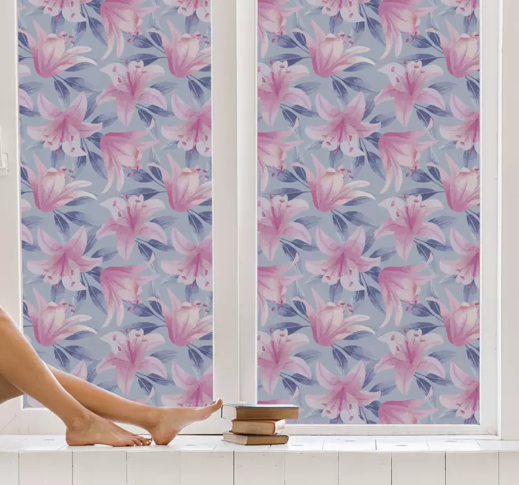 Pink Floral Print window sticker - TenStickers