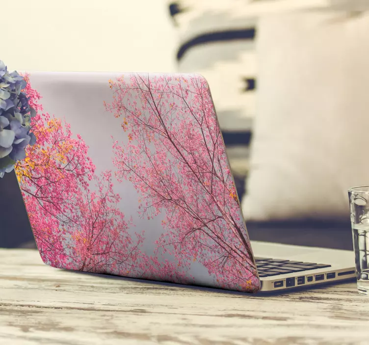 Pink trees laptop vinyl skins - TenStickers