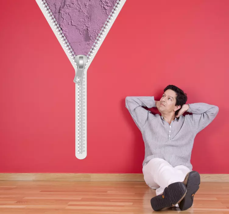 Pink Wall Zipper Wall Sticker - TenStickers