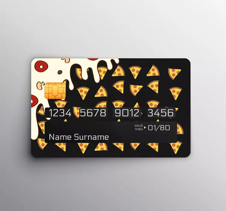Pizzas pattern food theme credit card sticker - TenStickers