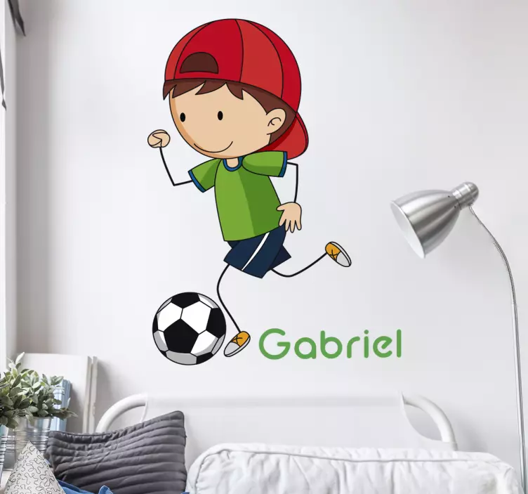 Playful Child Kicking Soccer wall stickers for kid - TenStickers