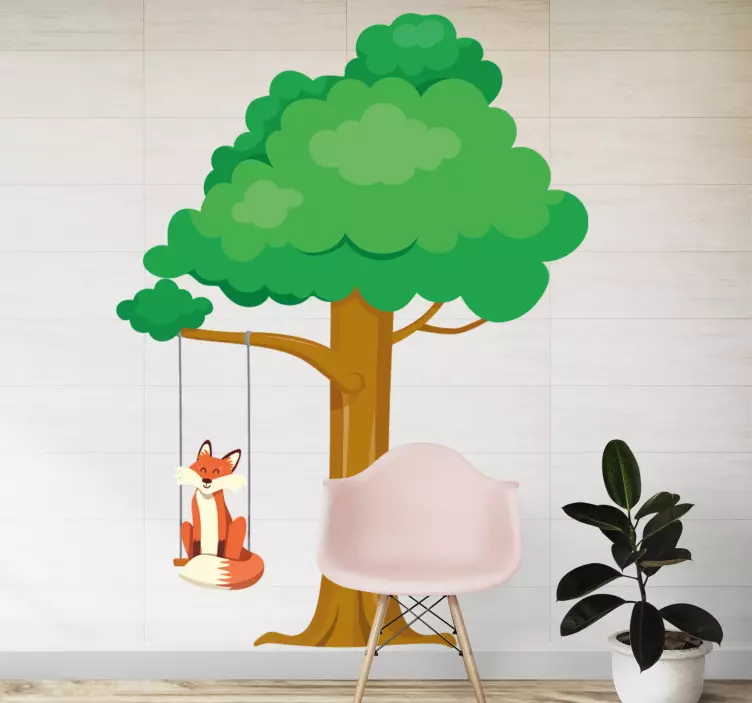 Playful fox tree wall stickers for kid - TenStickers