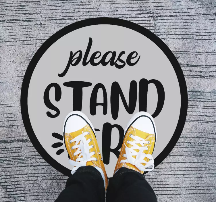 Please stand here floor text sticker - TenStickers