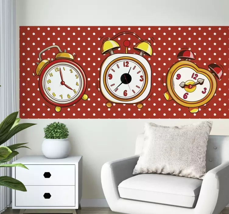 Pop art alarm clocks with wall clock decal - TenStickers