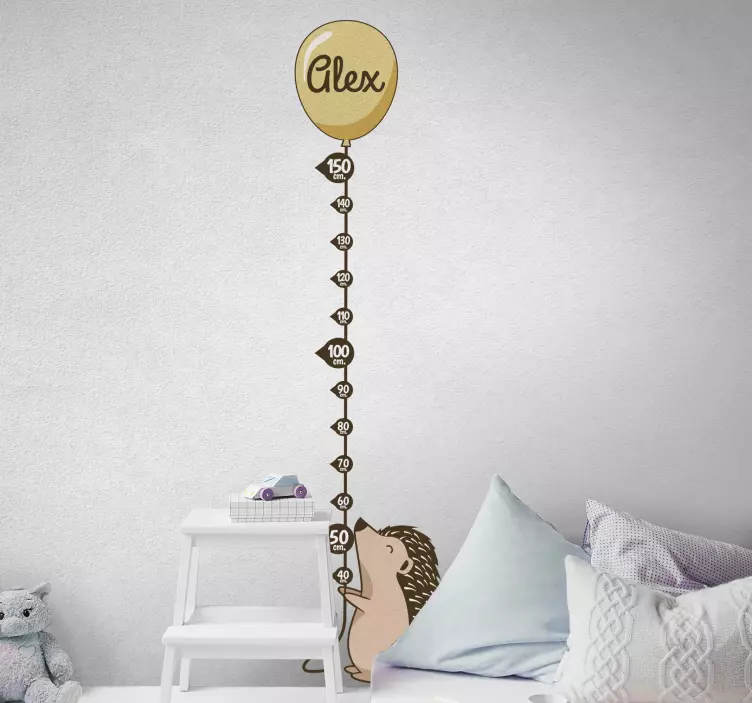Porcupine with balloon and name  wall sticker - TenStickers