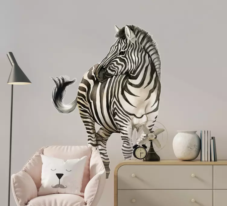 Portrait of a Zebra  wild animal decal - TenStickers