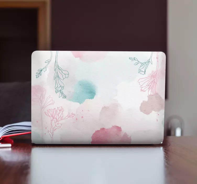 Powder pastel with coloured flowers laptop skin - TenStickers