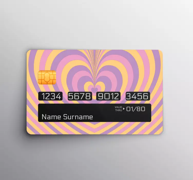 Psychedelic groovy heart credit card sticker - TenStickers