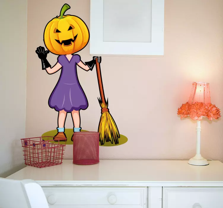 Pumpkin Head Witch shop window sticker - TenStickers