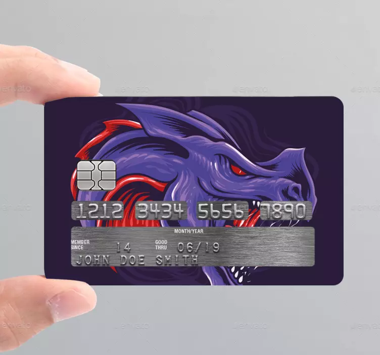 Purple dragon card sticker - TenStickers