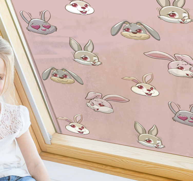 rabbit set clipart window sticker - TenStickers