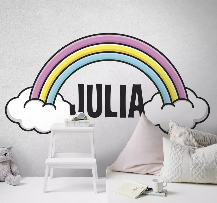 Rainbow personalized name with rainbows sticker - TenStickers