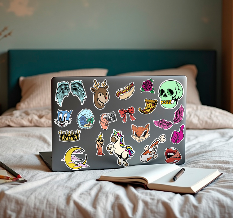 Random designs set laptop sticker - TenStickers