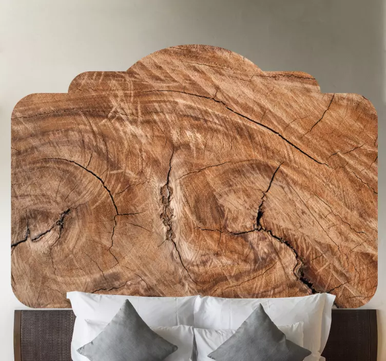 Realistic brown wooden texture headboard decal - TenStickers