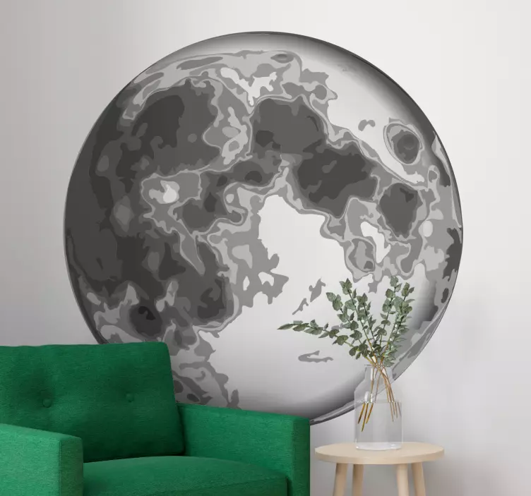 Realistic gray moon Abstract Wall Sticker - TenStickers