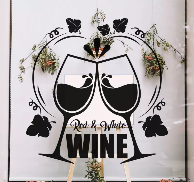 Red and white wine bar window sticker - TenStickers