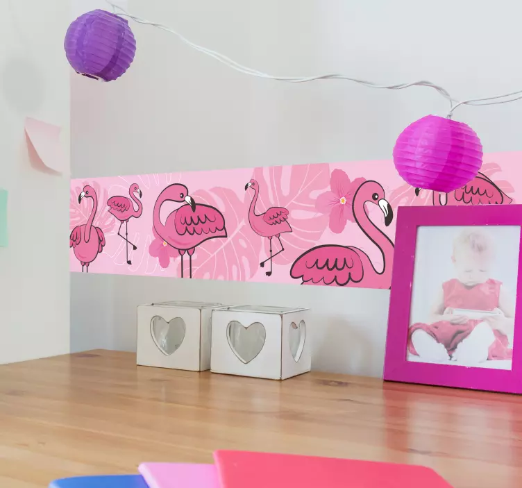 Red Flamingos Wall Border Sticker - TenStickers