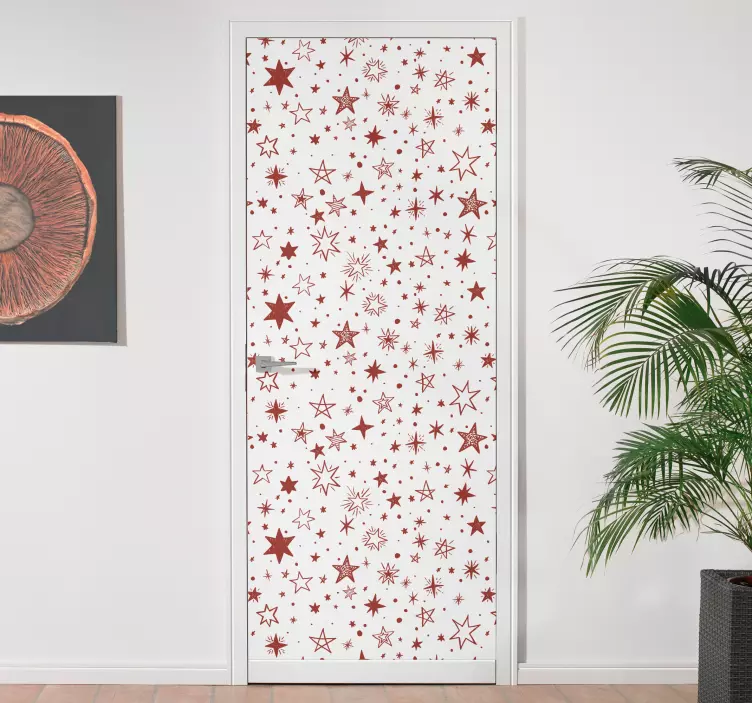 Red watercolour star door sticker - TenStickers