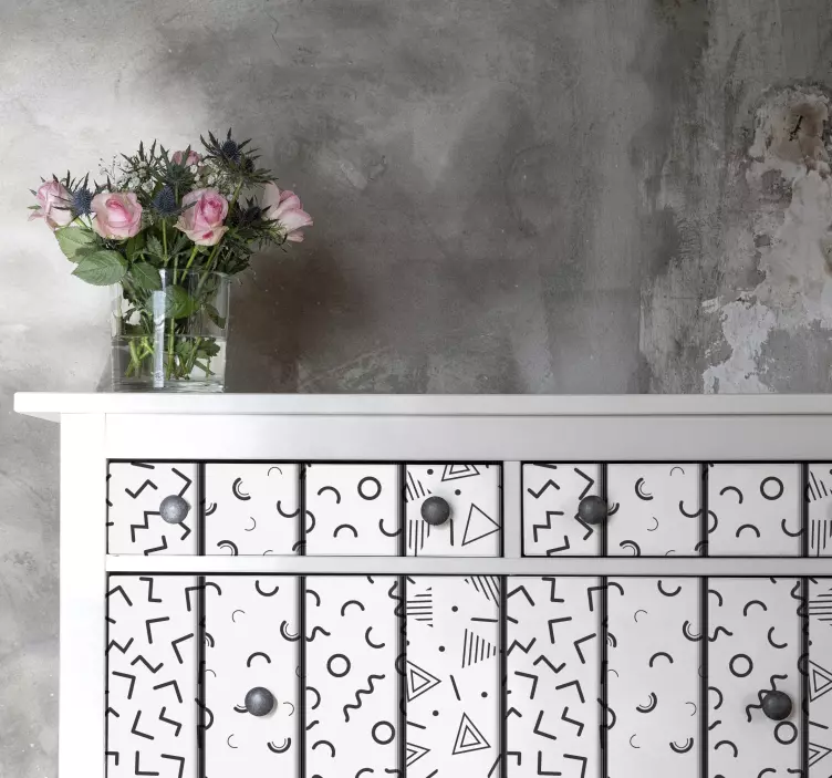 Retro geometric shapes furniture sticker - TenStickers