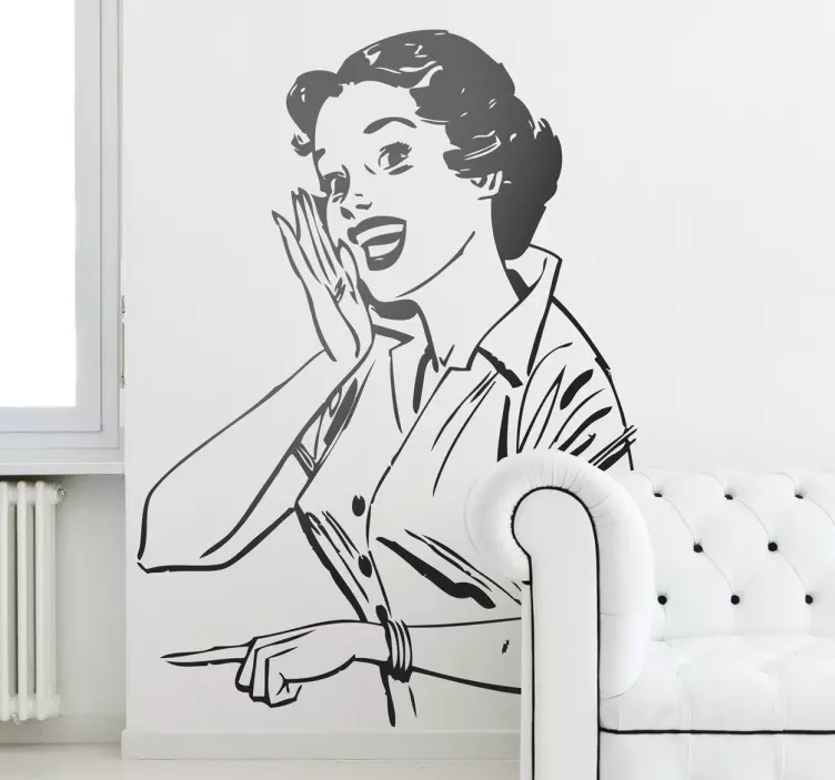 retro portrait of 50s woman people wall decal - TenStickers