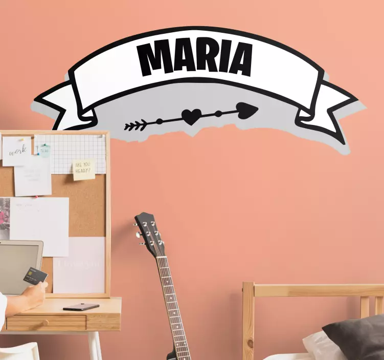 Ribbon doodle name wall sticker - TenStickers