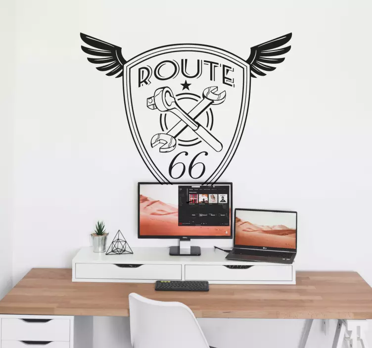 Route 66 winged shield car sticker - TenStickers
