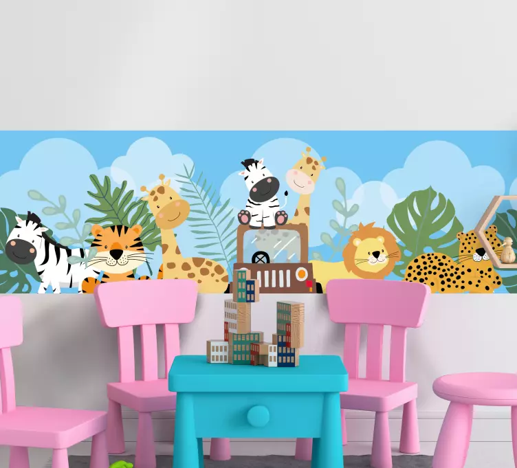 Safari animal with zebra lion, giraffe decal - TenStickers